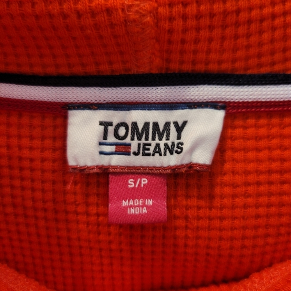 Tommy Hilfiger Orange Hooded Sweater Size S Cotton 100% - Picture 4 of 14